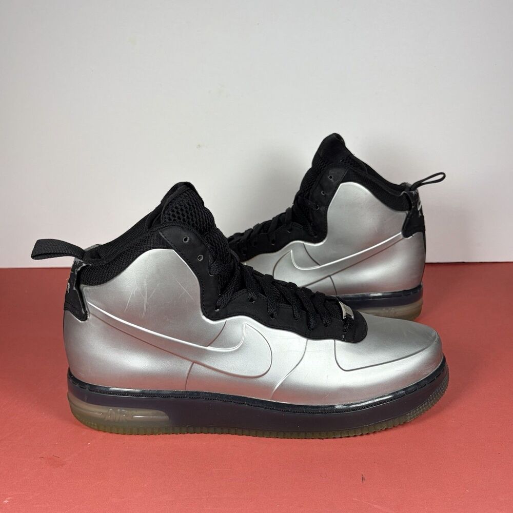 Nike Air Force 1 High Foamposite Metallic Silver Black Men Size 11 (415419-002)